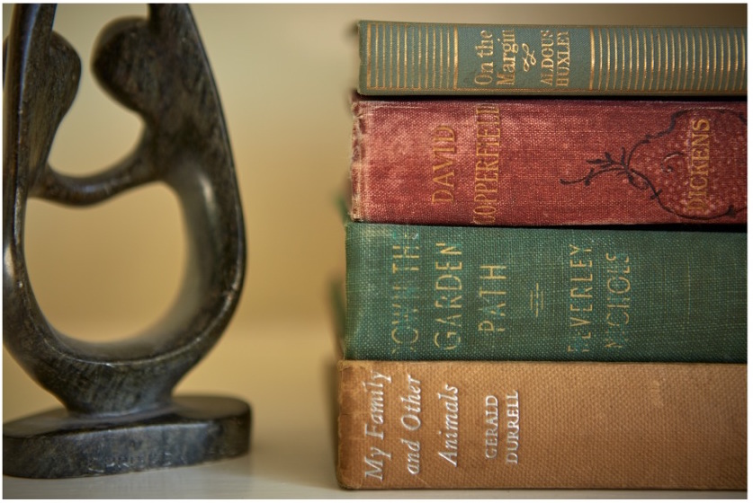 stack of ornate books