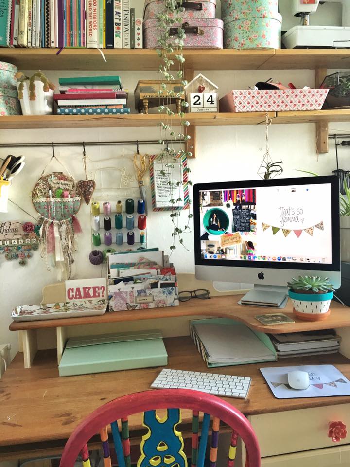 work space, floral desk 