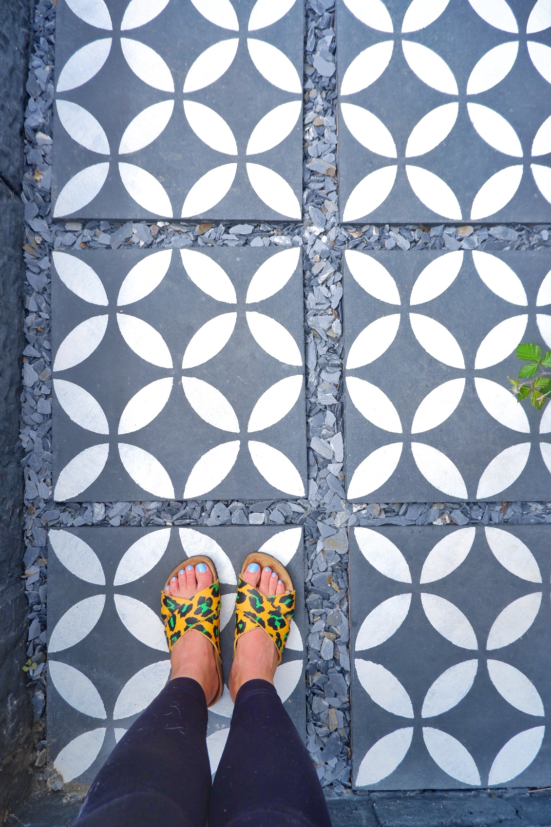 stencilled patio slabs