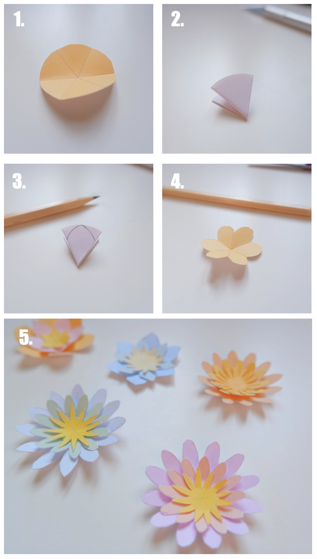 Step by Step papercut flower tutorial