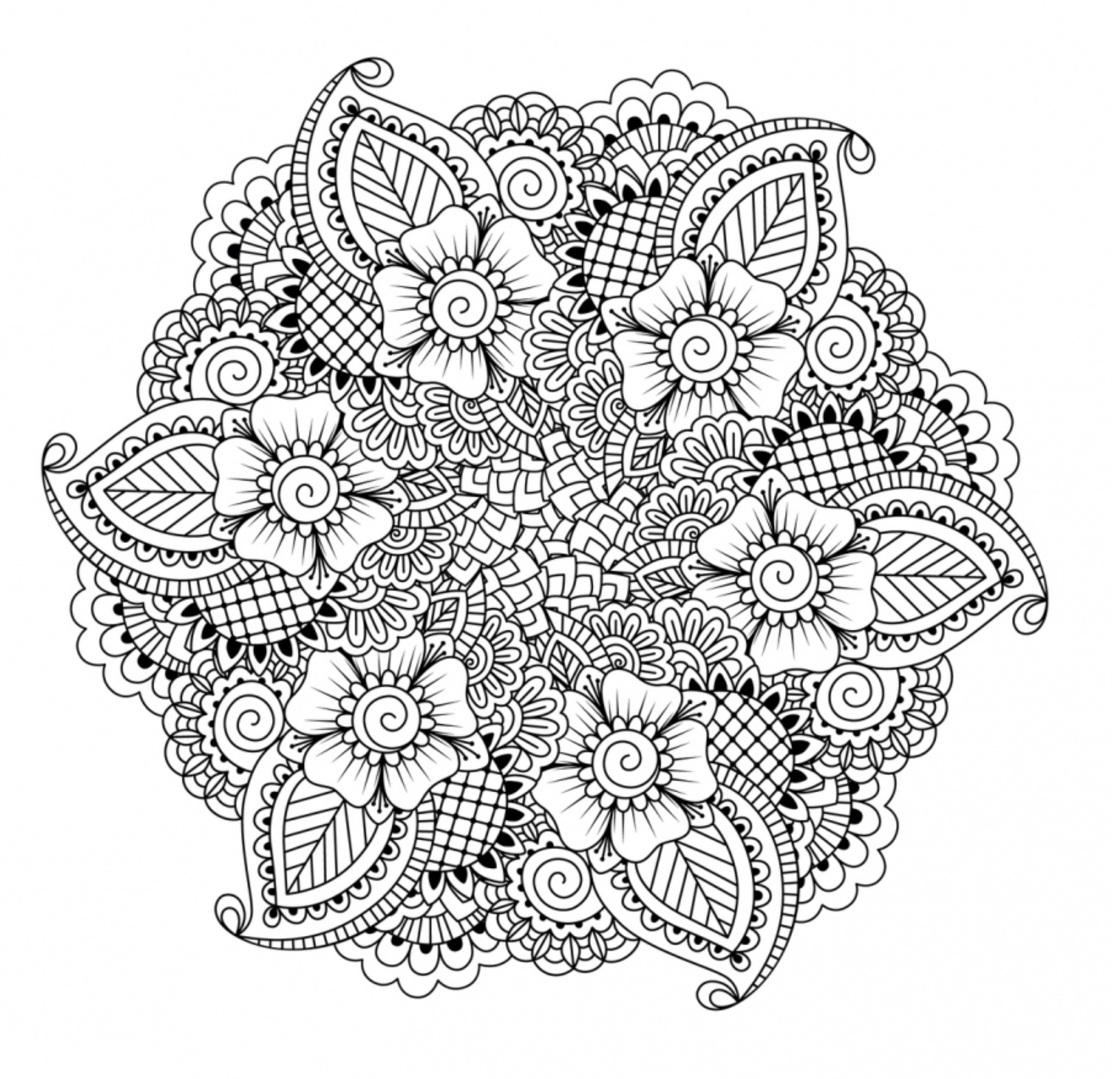 Abstract flower colouring page